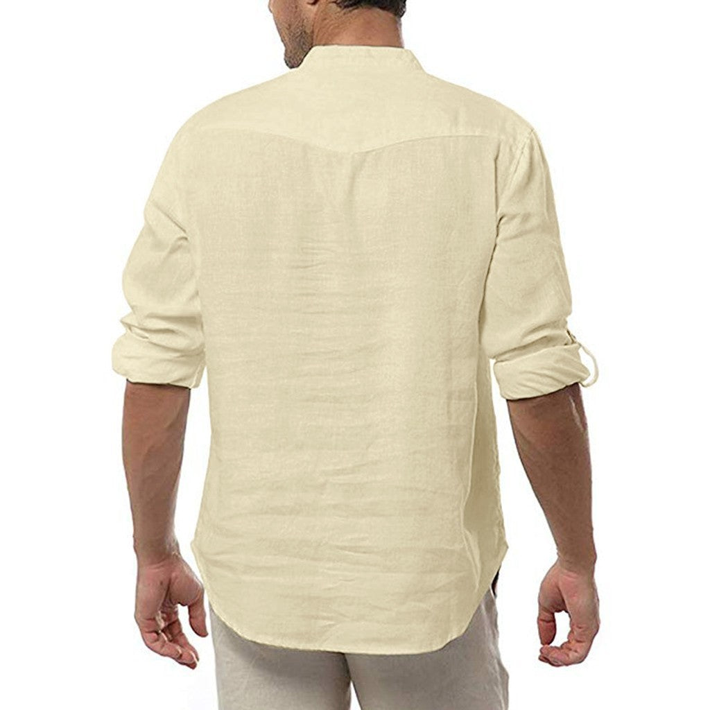 Marcus – Long Sleeve V-Neck Casual Shirt