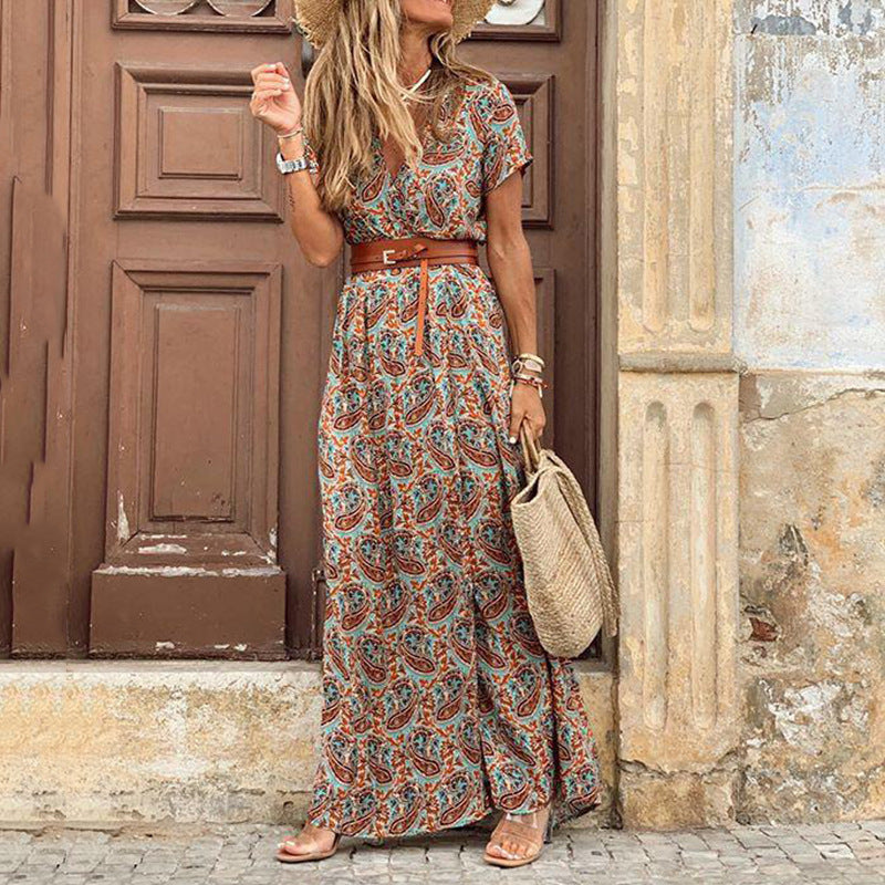 Susan – Stylish V-neck Floral Dress
