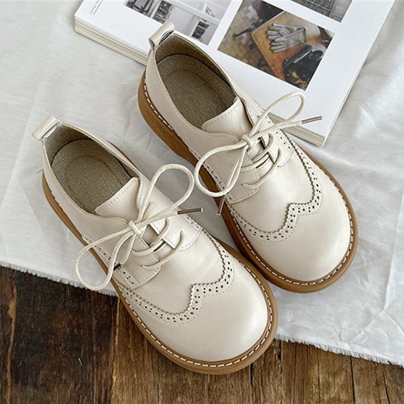 Tamara – Retro Chunky Heel Shoes with Brogue Holes