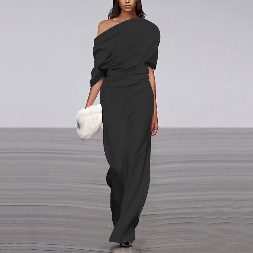 Ladies Elegant Off-Shoulder Jumpsuit – Chic Evening Look with Modern Flair