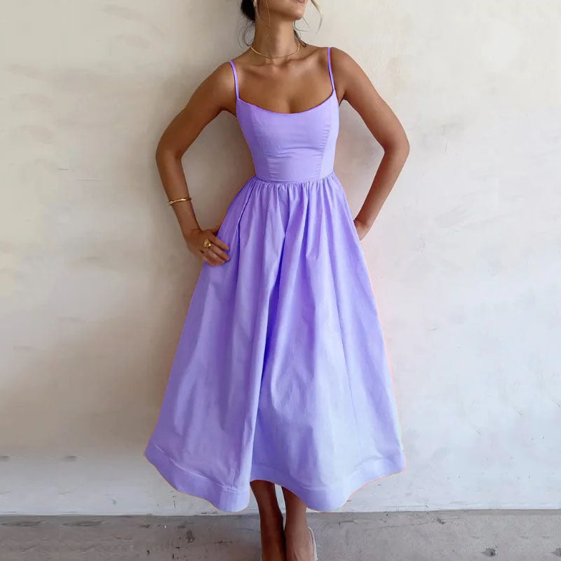 Women's Summer A-Line Dress with Spaghetti Straps