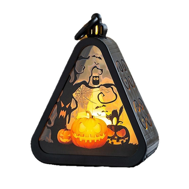 Halloween Decorative Lantern Triangular - Atmospheric Table Lamp for Halloween Party & Decoration