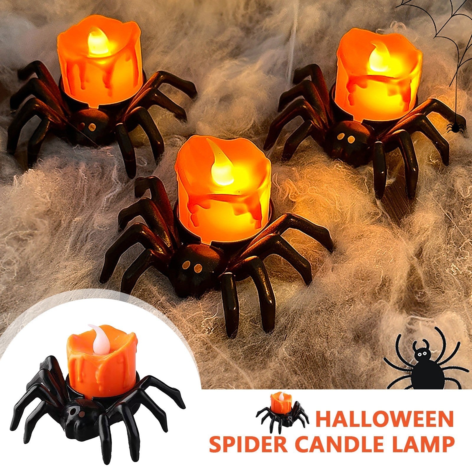 Halloween Spider Candle Lamp – Decoration for Party, Trick-or-Treat & Creepy Atmosphere