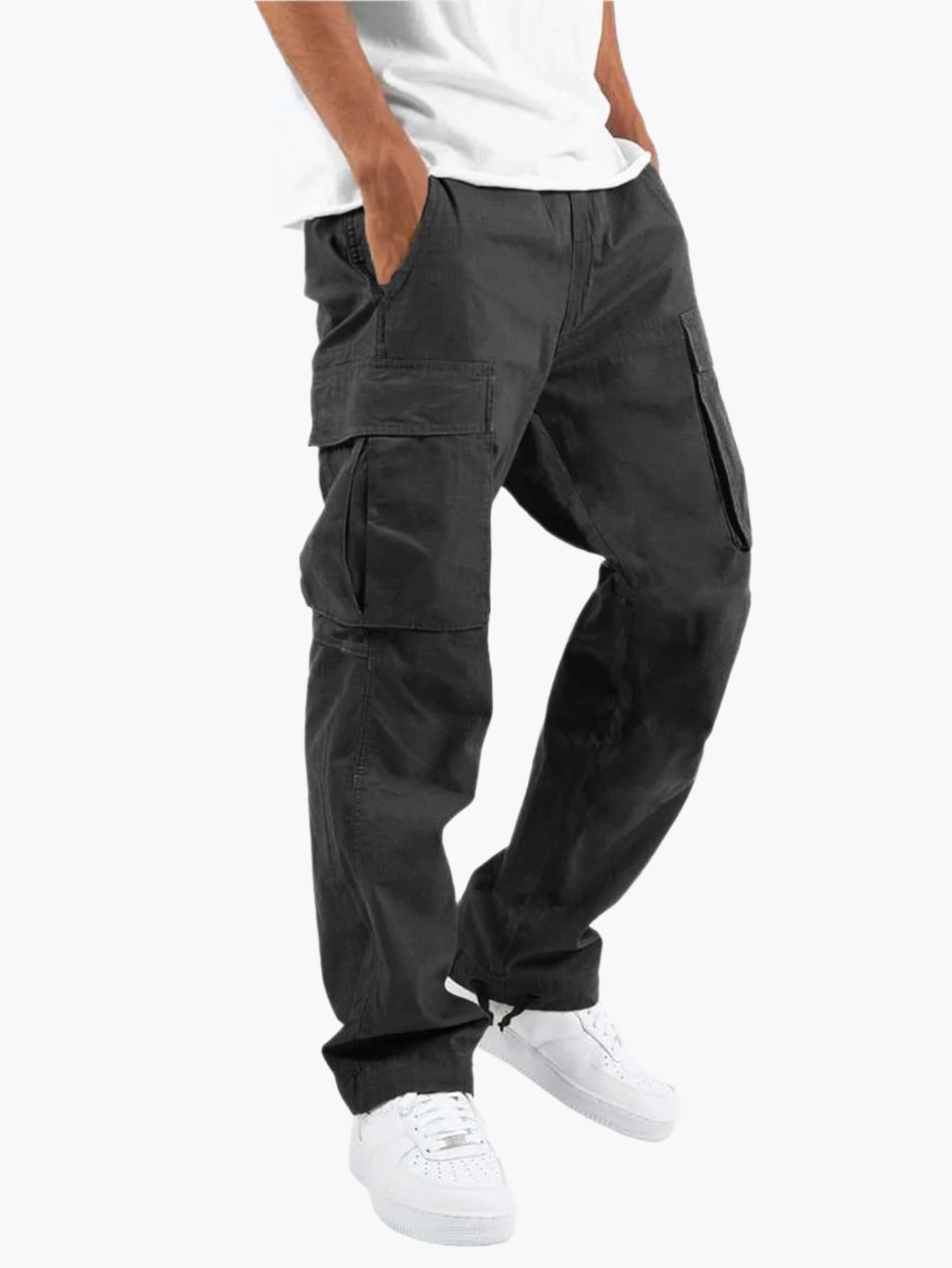 Men's Cargo Pants with Functional Pocket Details and Casual Fit