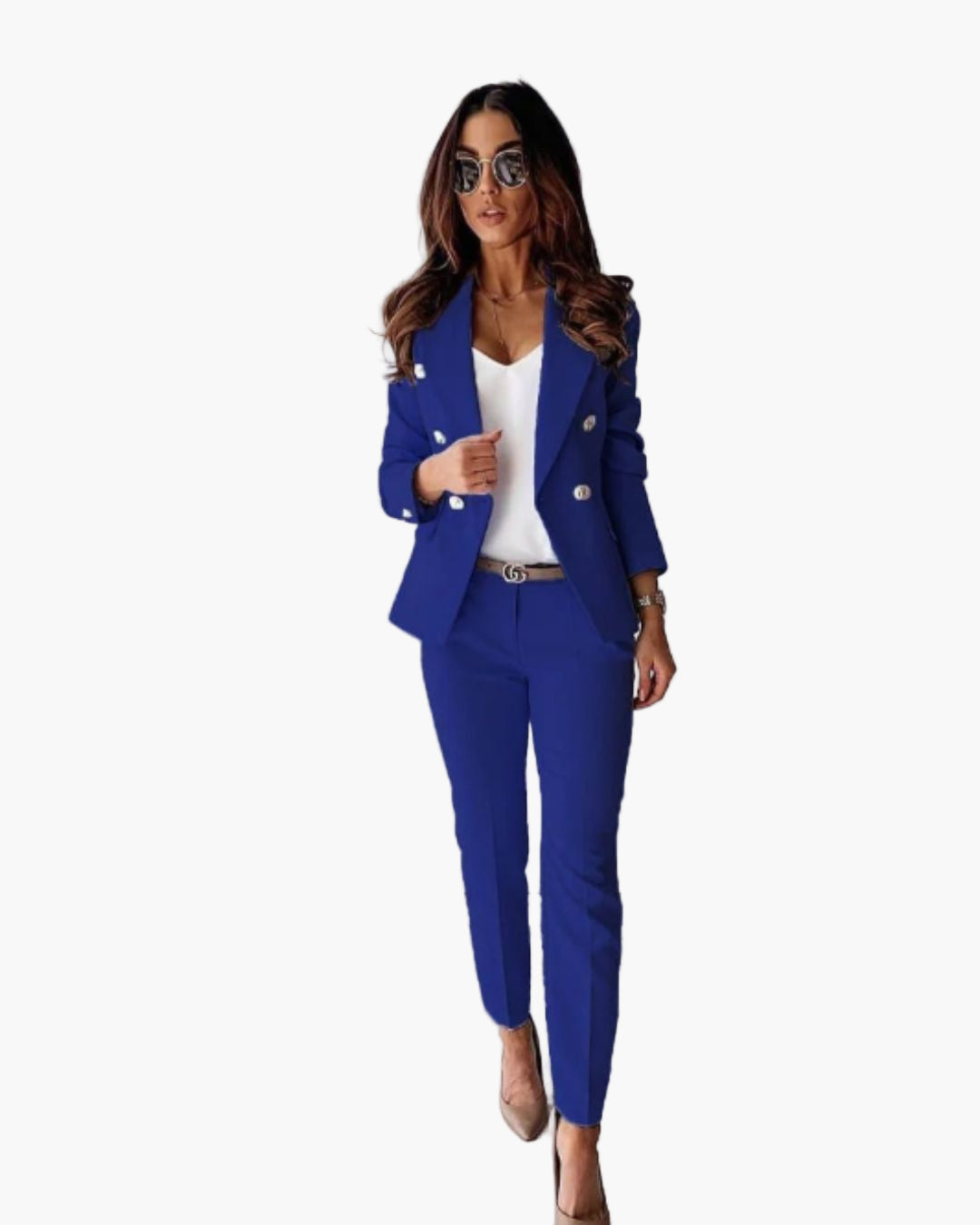 Women's Double-Breasted Blazer Suit with Tailored Fit – Business & Elegant