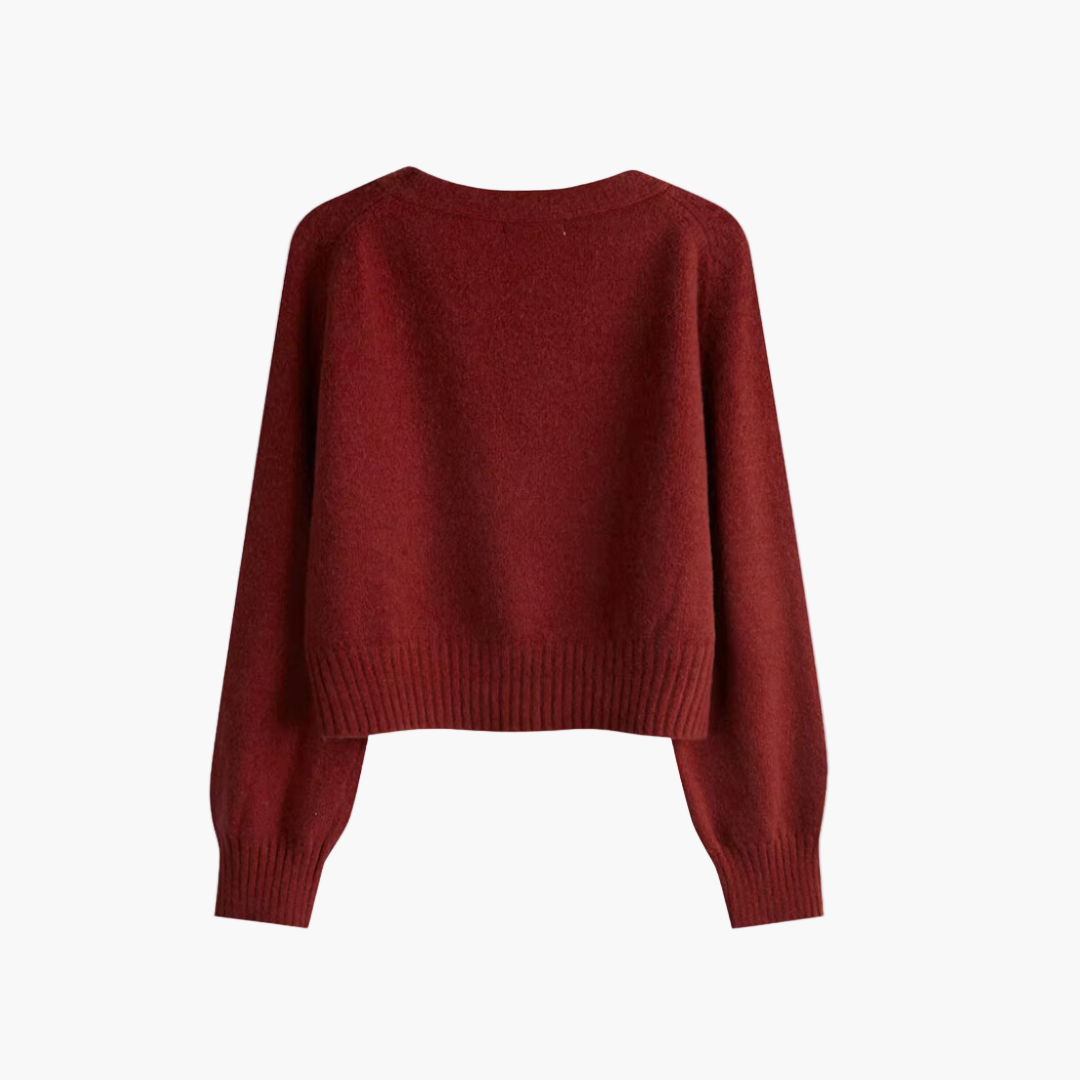 Women's V-neck Cardigan with Slanted Buttons – Modern Comfort & Stylish Design