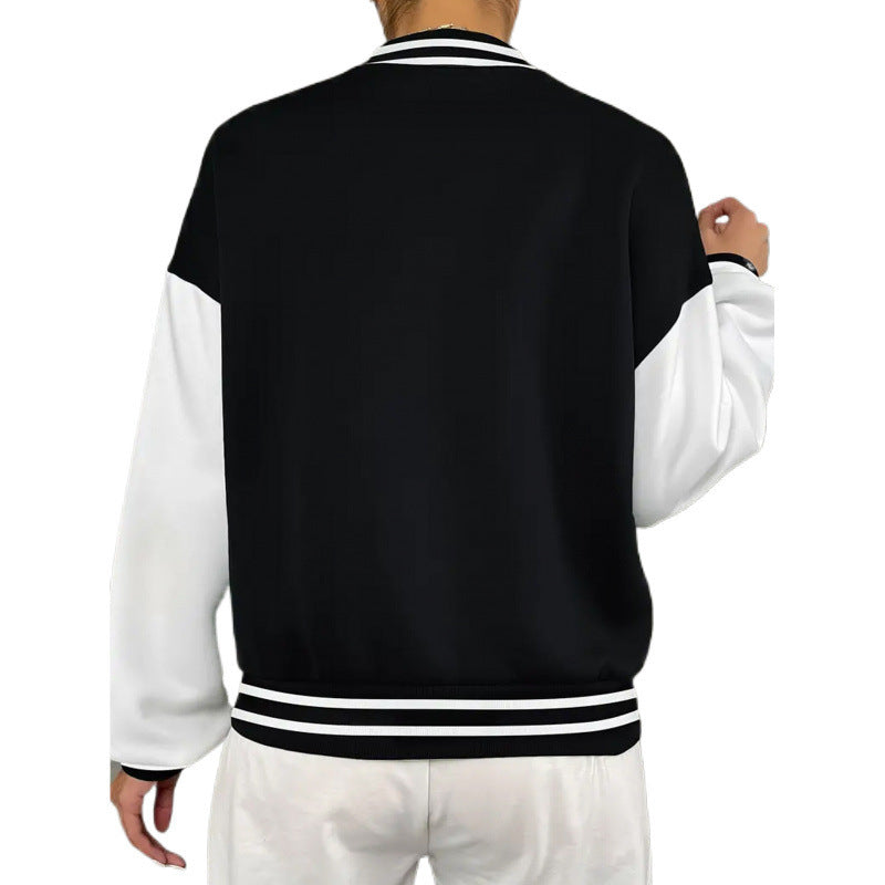 Women's Varsity Bomber Jacket with Letter Print – Sporty College Style for Casual Outfits