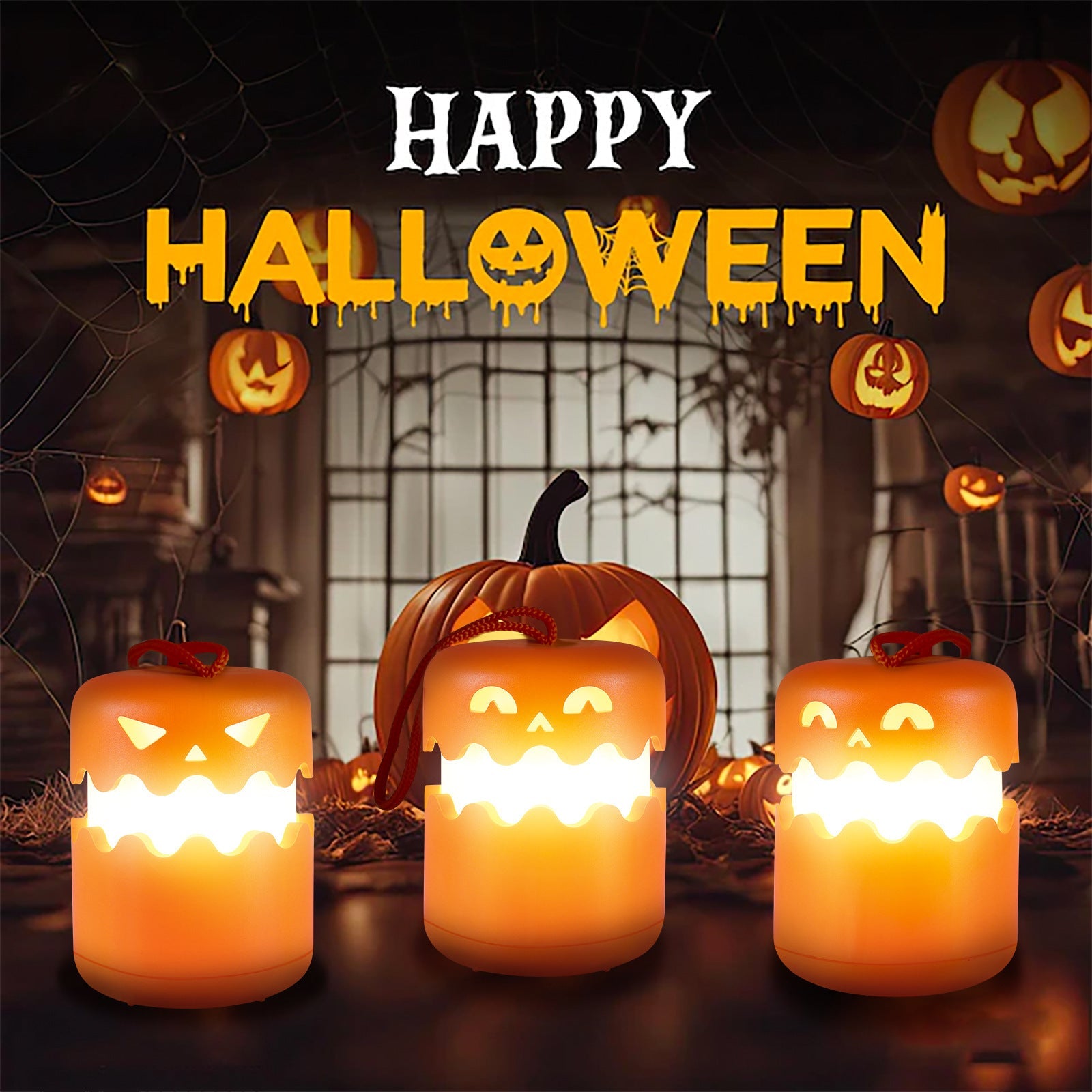 Halloween Decorative LED Lamps – Pumpkin Face – Festive Atmosphere Lighting for Halloween Parties & Trick-or-Treat