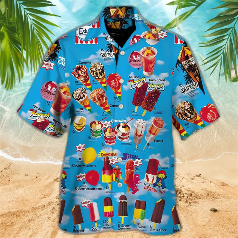 Men's Hawaii Shirt with Retro Ice Design – Summer Style with Nostalgic Print