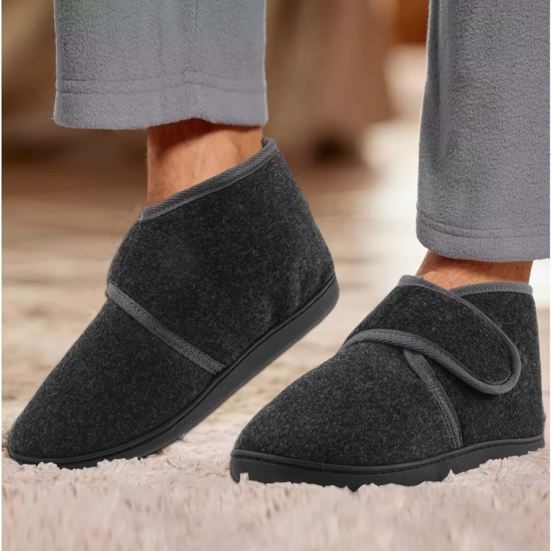 Men's Slippers with Ankle Strap and Velcro Closure – Comfortable Vintage House Shoes for Daily Use