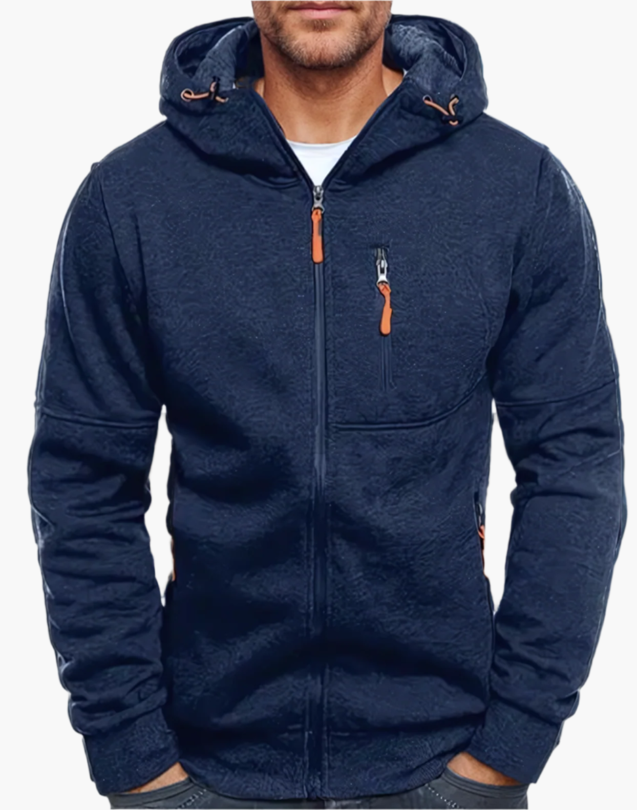 Men's Hoodie with Zipper and Sporty Look
