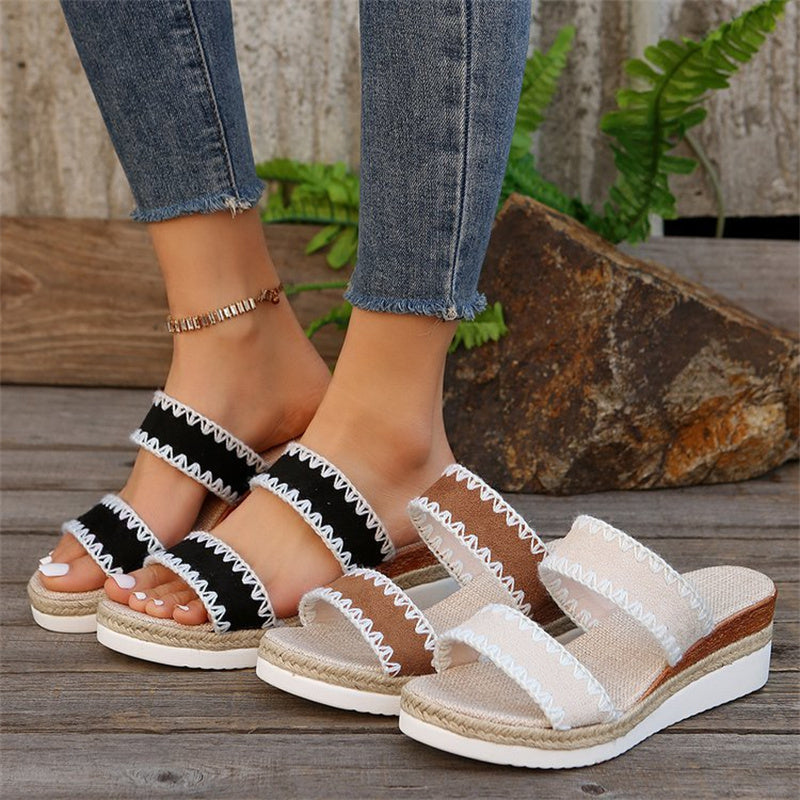 Esme – Ethnic Style Wedge Sandals with Wide Straps