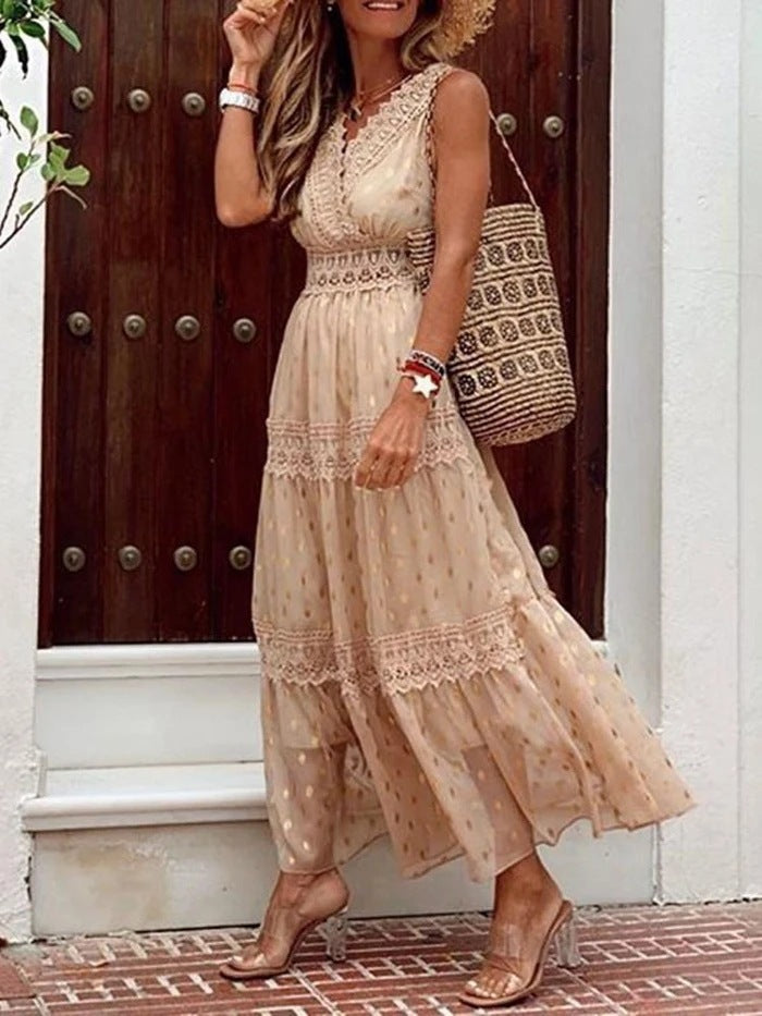 Abigail – Sleeveless Chiffon Dress with Deep V-Neck