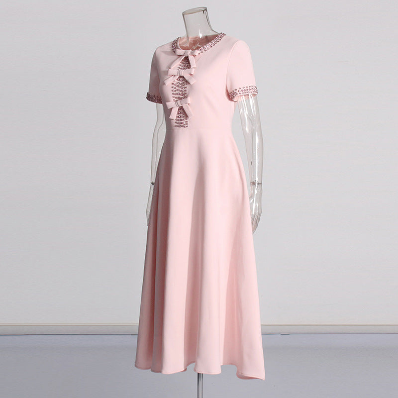 Georgina – Luxury Dress with Bow and Rhinestone