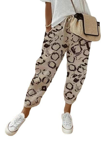 Women's Loose-Fitting Pants with Print – Casual Comfort for Summer and Leisure Time