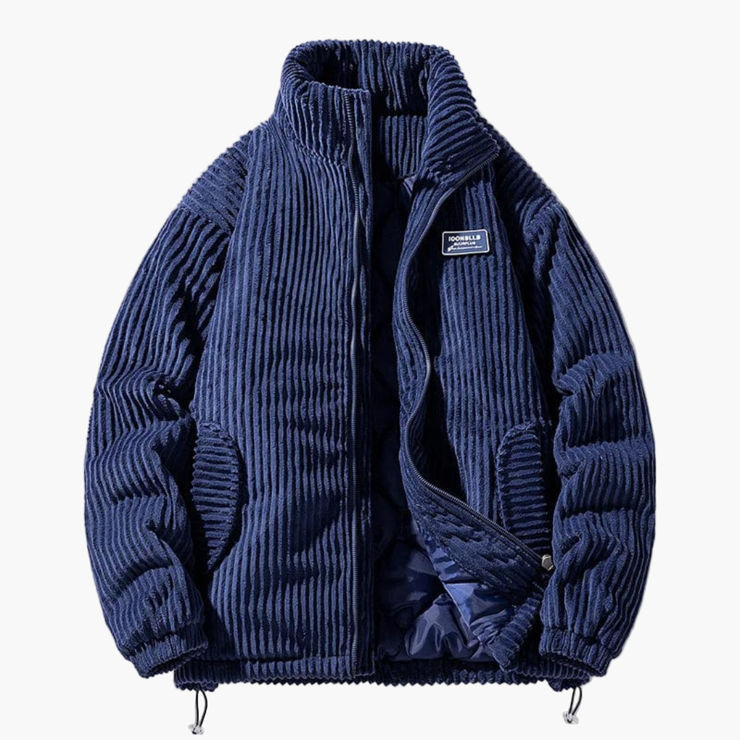 Men's Corduroy Winter Jacket, Casual Ribbed, Comfortable and Warm