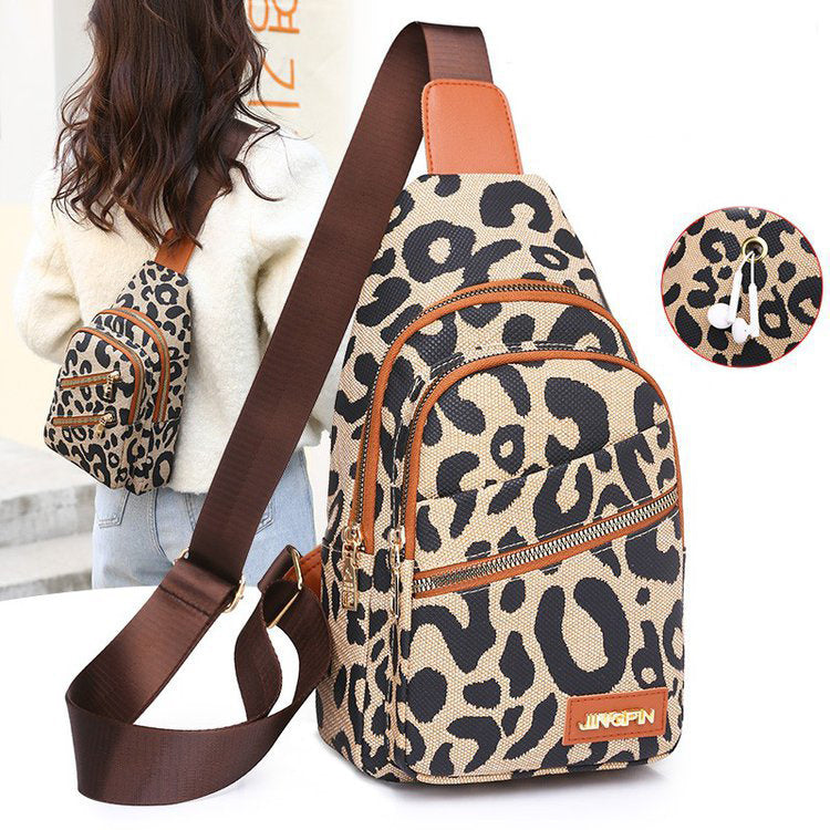 Natalie – Leopard Print Shoulder Bag with Headphone Jack