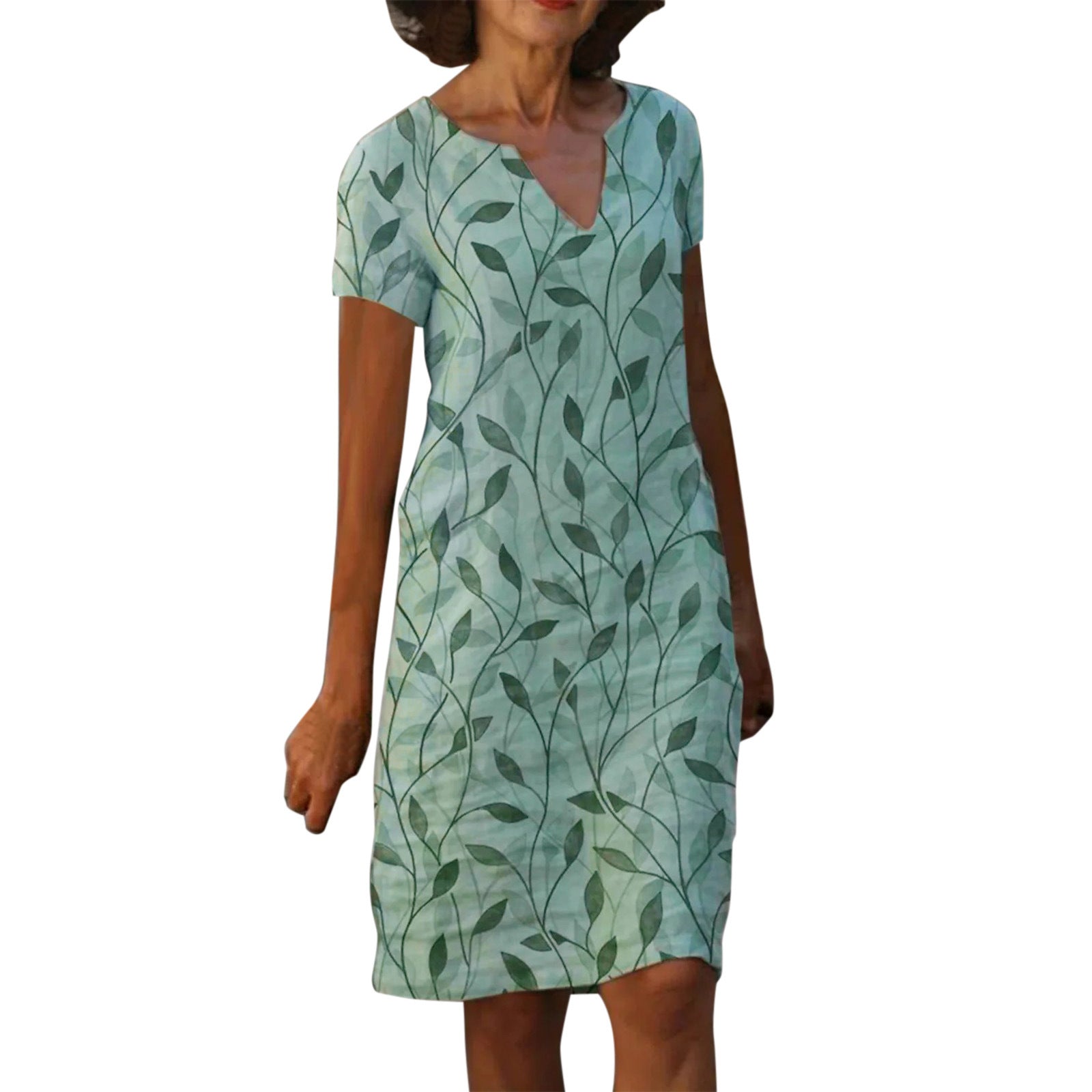 Women's Summer Dress with Elegant Print and V-Neck