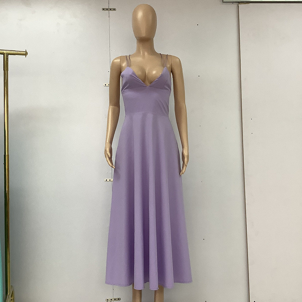 Ladies Elegant Sleeveless A-Line Dress – Cocktail Dress with Spaghetti Straps