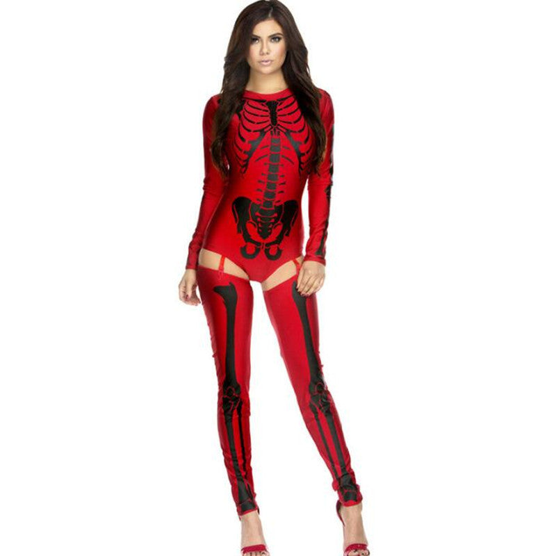 Women's Halloween Skeleton Catsuit Costume - Sexy Bodysuit for Party & Celebration