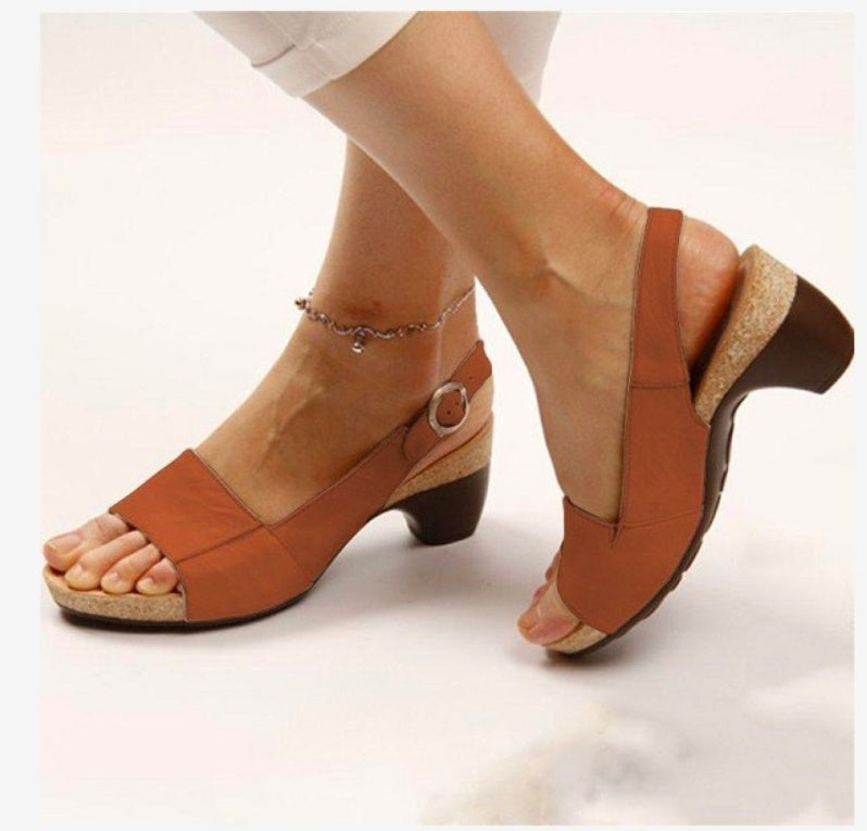Women's Comfort Sandals with Heel and Open Toe