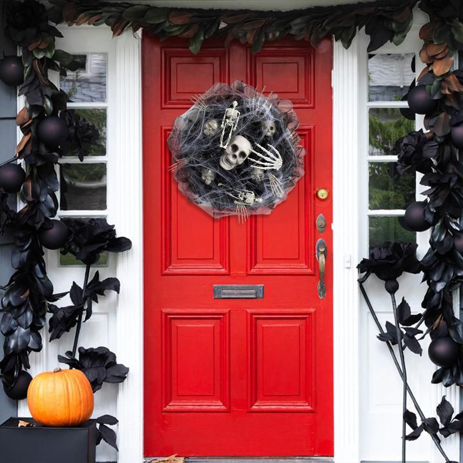 Halloween Door Wreath Skull Decoration for Spooky Decoration