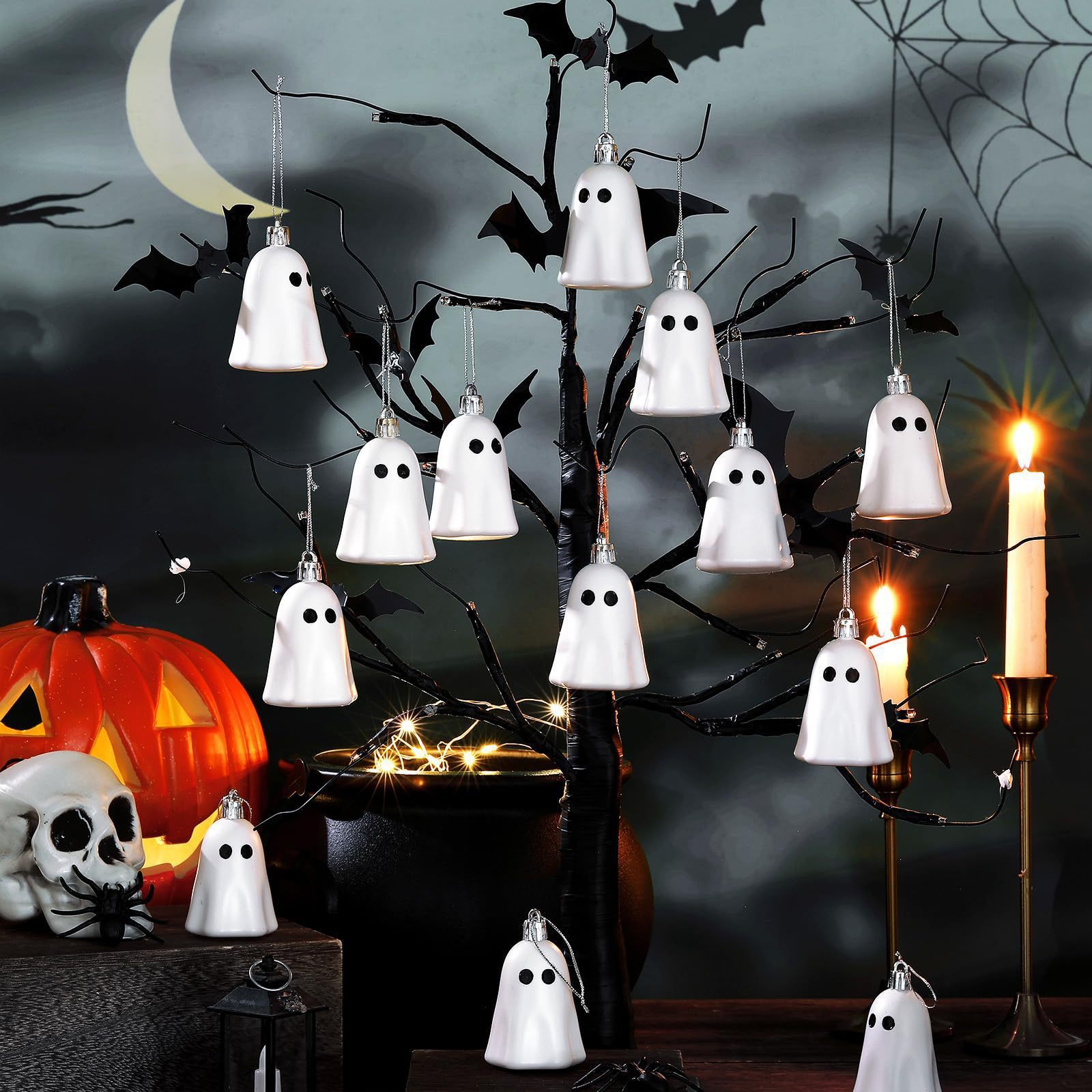 Halloween Decoration Set - Ghost Hangings for Party, House or Table - Stylish Creepy Atmosphere
