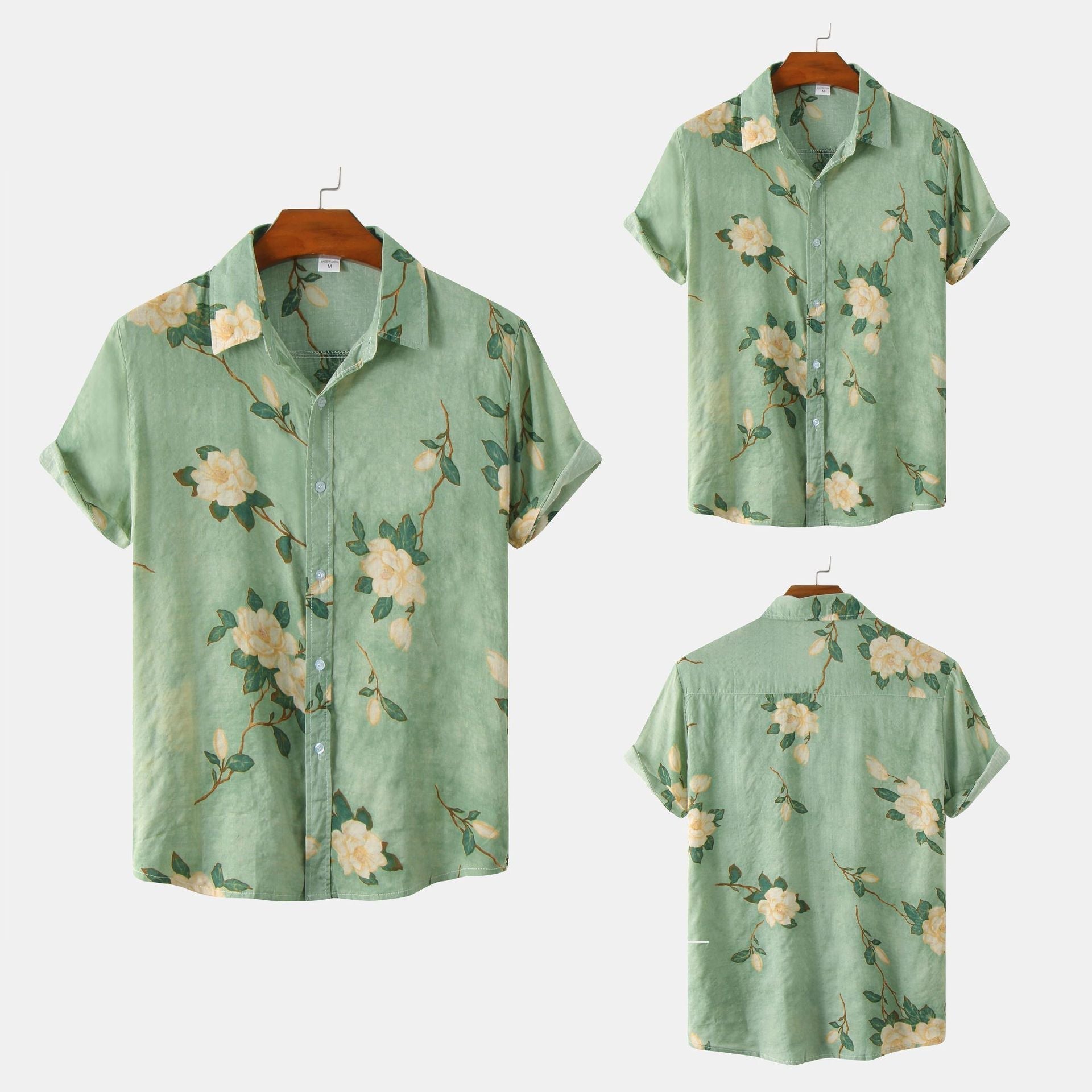 Men's Short Sleeve Shirt with Floral Print – Casual Style for Summer and Vacation