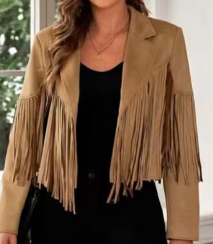 Imogen – Slim-fit Long Sleeve Jacket with Tassels