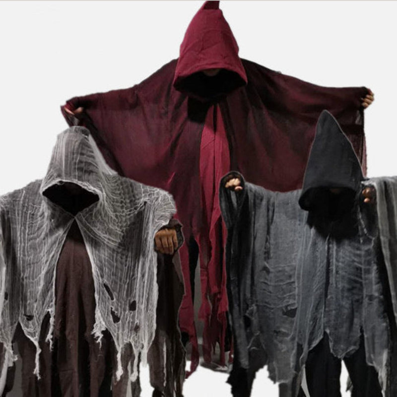 Halloween Ghost Costume for Adults – Creepy Cloak with Hood – Perfect for Halloween Party & Decoration