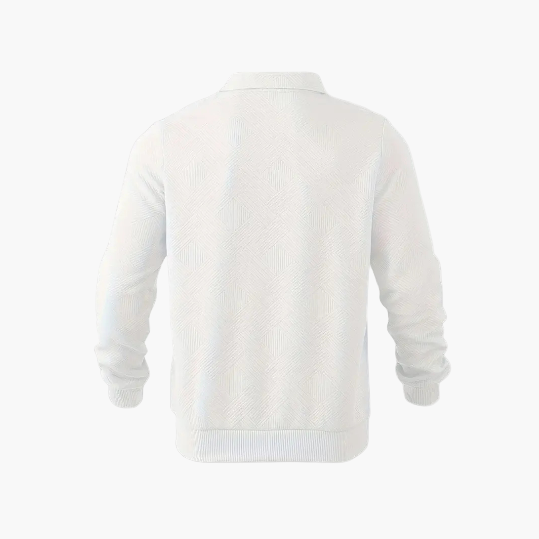 Men's Sweater with Geometric Pattern and Quarter Zipper – Casual Vintage Style