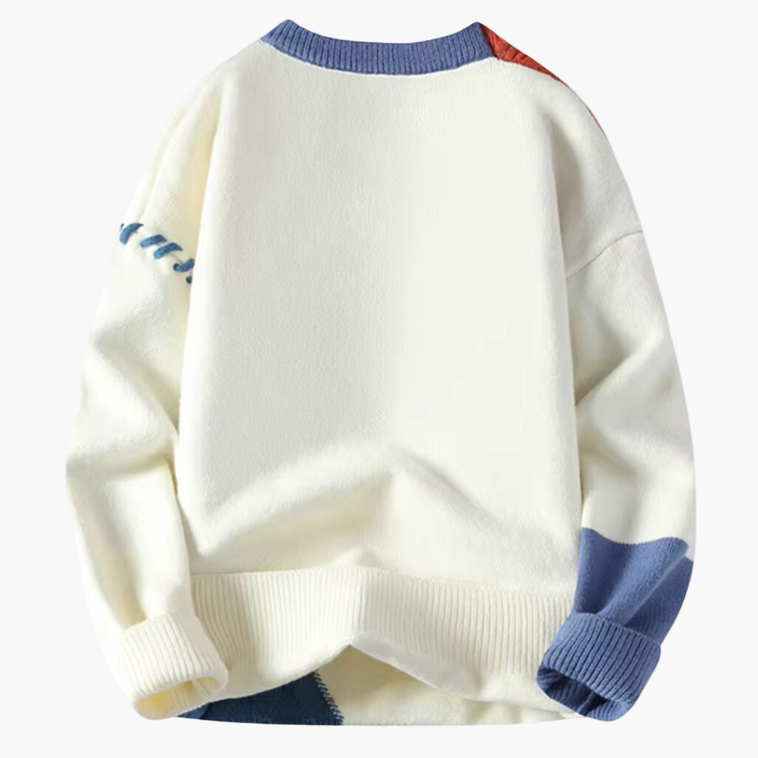 Men's Patchwork Knitted Sweater – Fashionable Comfortable Autumn/Winter Style