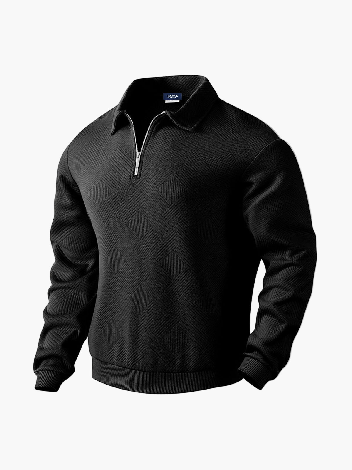 Men's Half-Zip Knitted Pullover with Modern Pattern – Smart Casual Sweater for Every Occasion