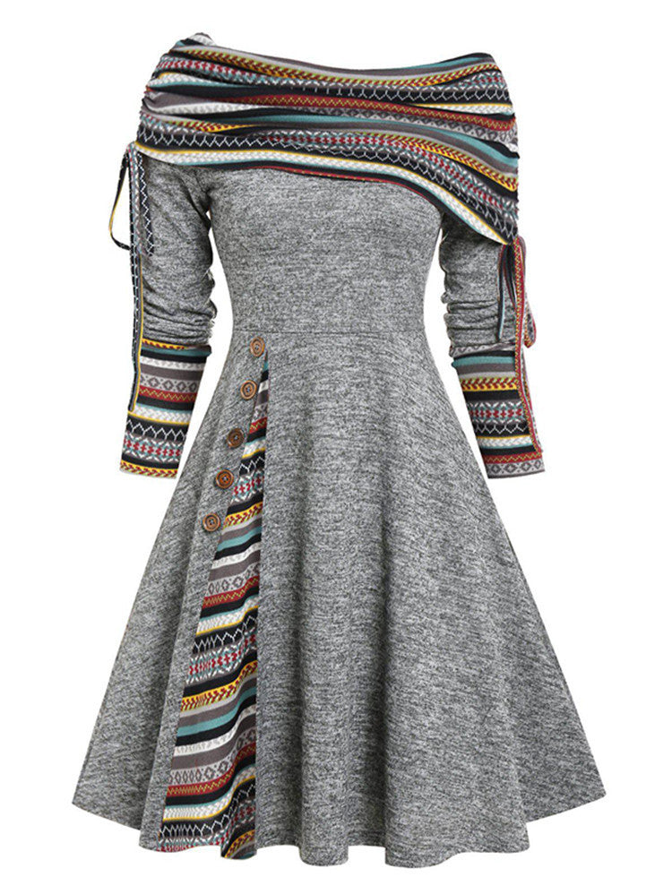 Michelle – Elegant Swing Dress with One Shoulder