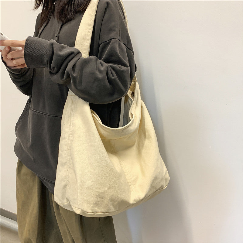 Casual Ladies Oversized Canvas Shoulder Bag with Adjustable Strap