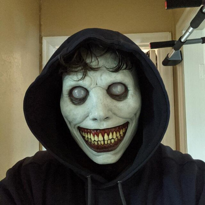 Halloween Demon Latex Mask with White Eyes – Unisex and Creepy Costume Accessory