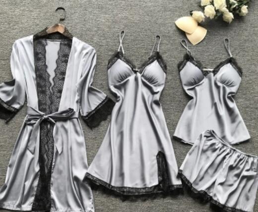 Fiona – Five-piece Satin Pajama Set for Women