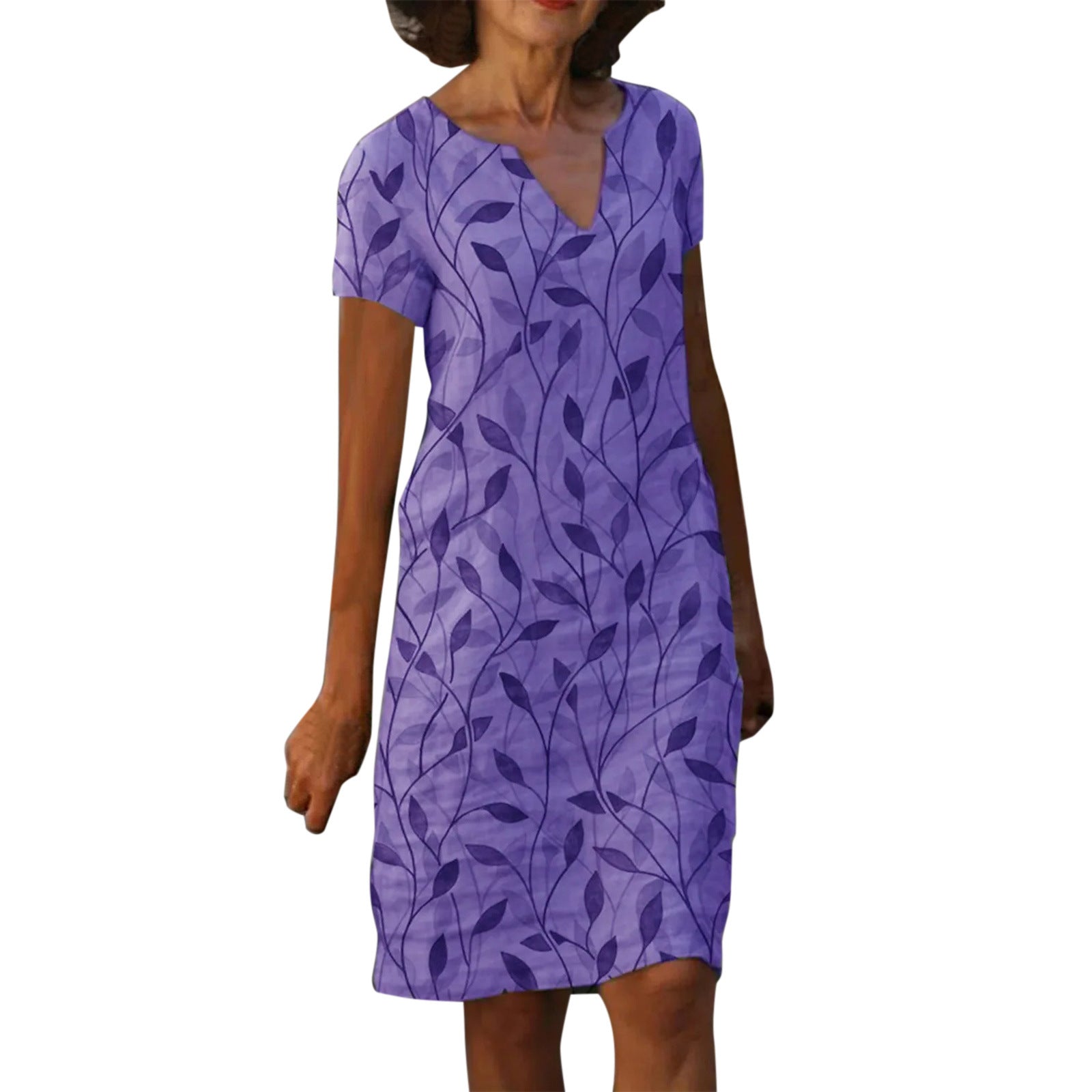 Women's Summer Dress with Elegant Print and V-Neck