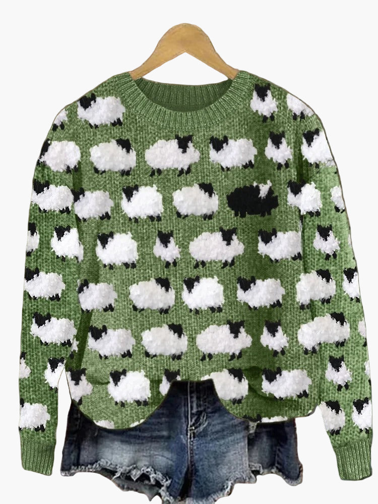 Ladies Knitted Christmas Sweater with 3D Christmas Tree Pattern – Warm & Cozy Holiday Sweater for the Festive Season
