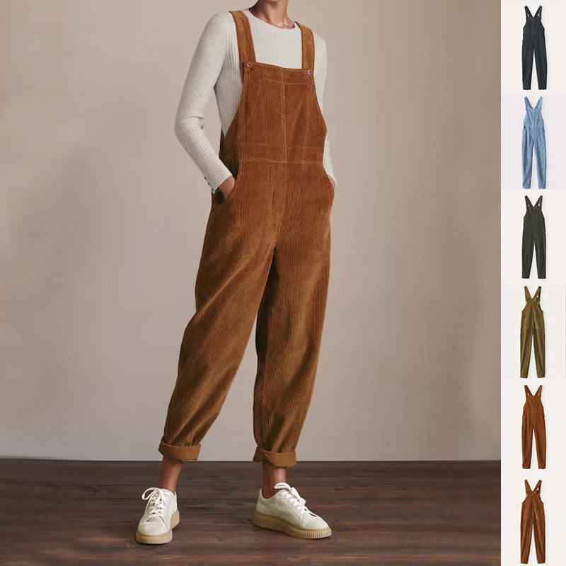 Marie – Corduroy Overalls with Buttons and Pockets
