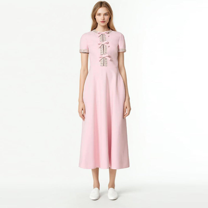 Georgina – Luxury Dress with Bow and Rhinestone