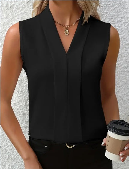 Danielle – Elegant Sleeveless V-Neck Blouse