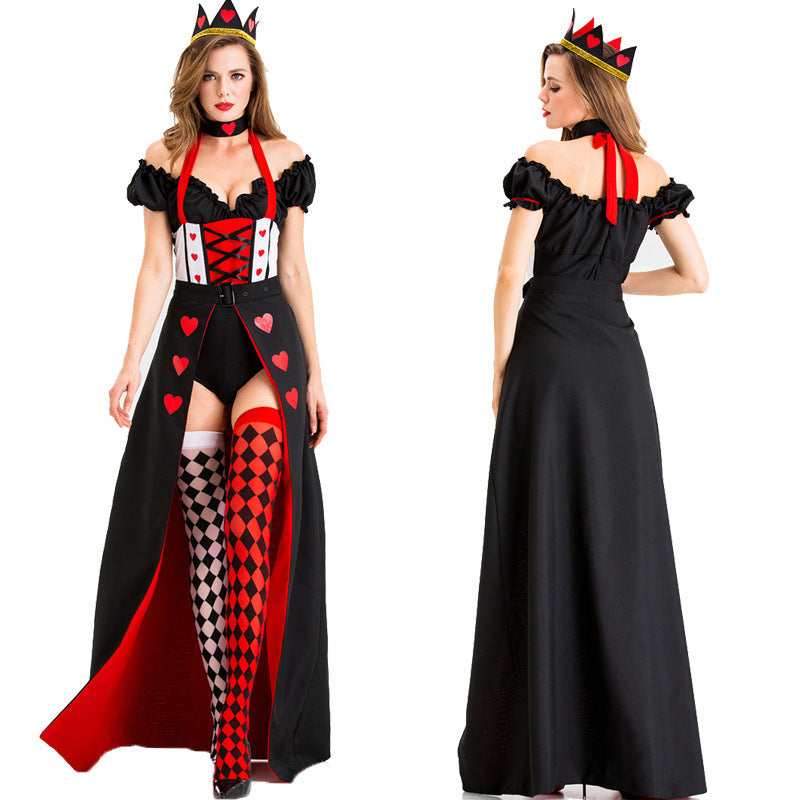 Ladies Halloween Queen of Hearts Costume – Dress with Stockings – Carnival & Party