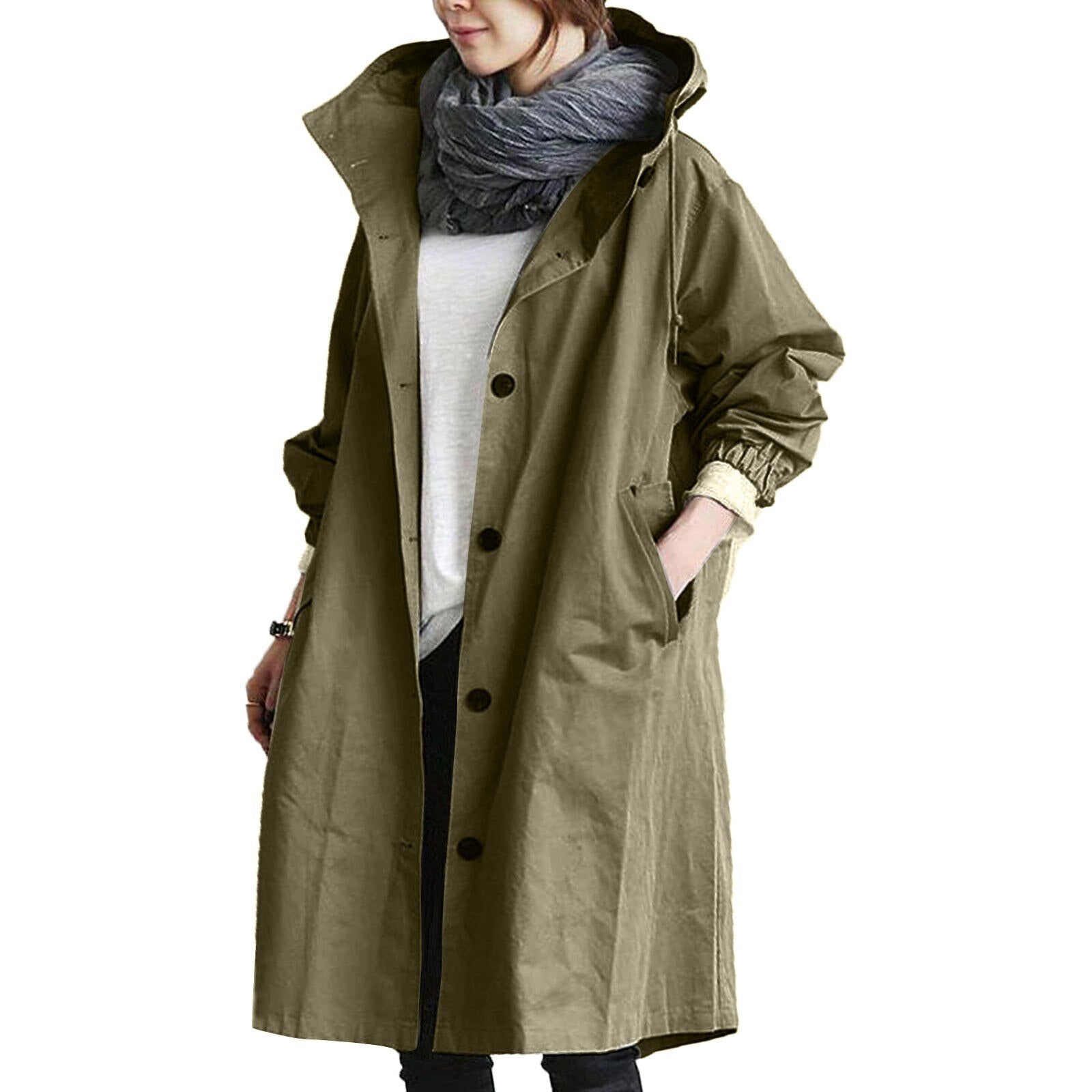 Women's Long Waterproof Raincoat – Fashionable Oversized Parka for Allround Use