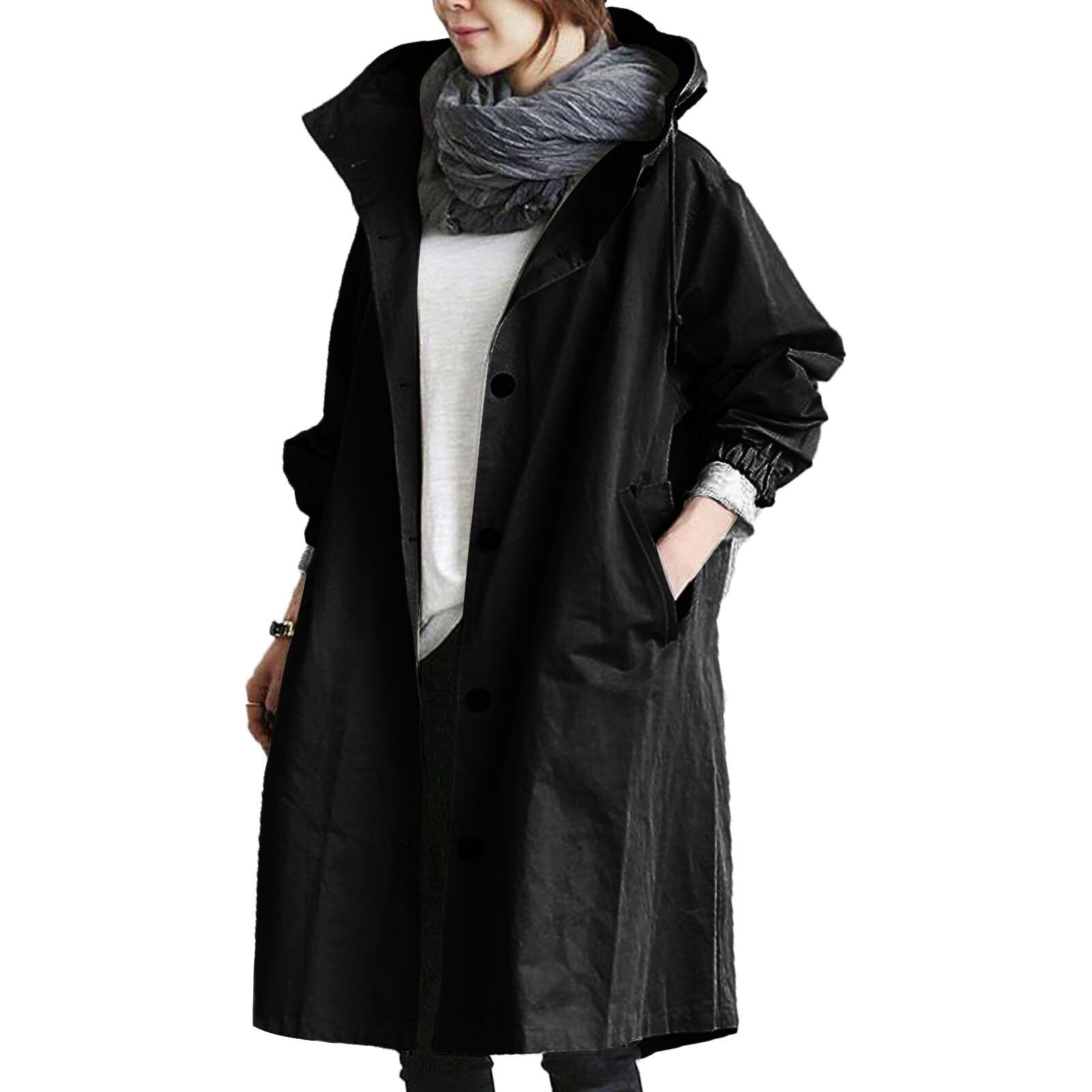 Women's Long Waterproof Raincoat – Fashionable Oversized Parka for Allround Use