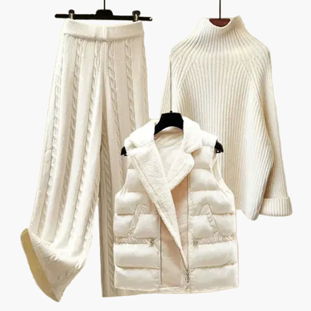 Ladies Luxury Winter Set – 3-piece Comfortable Knitted Lounge Suit with Vest