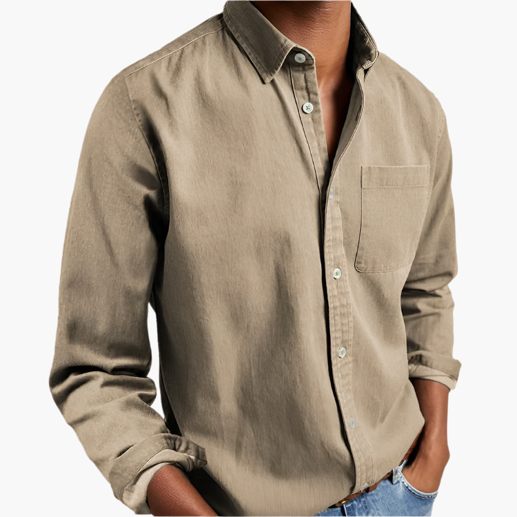Men's casual shirt – long sleeve with chest pocket for work and weekend