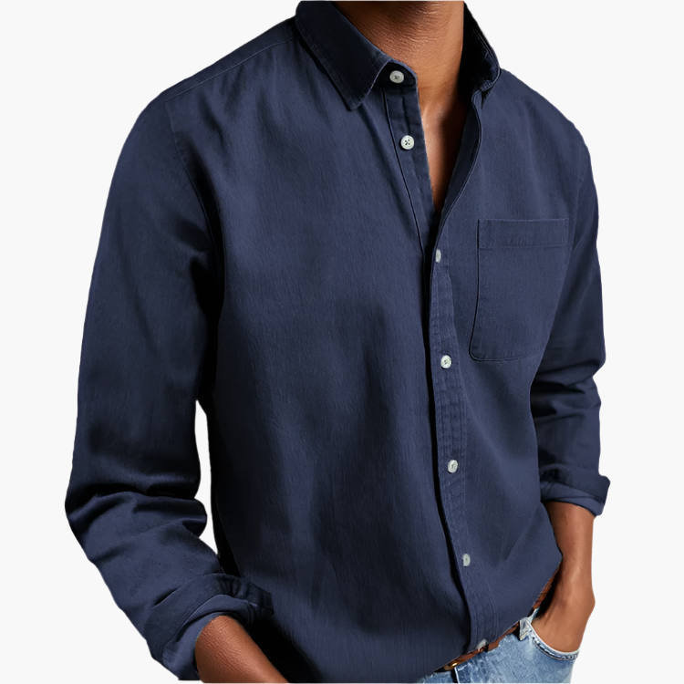 Men's casual shirt – long sleeve with chest pocket for work and weekend