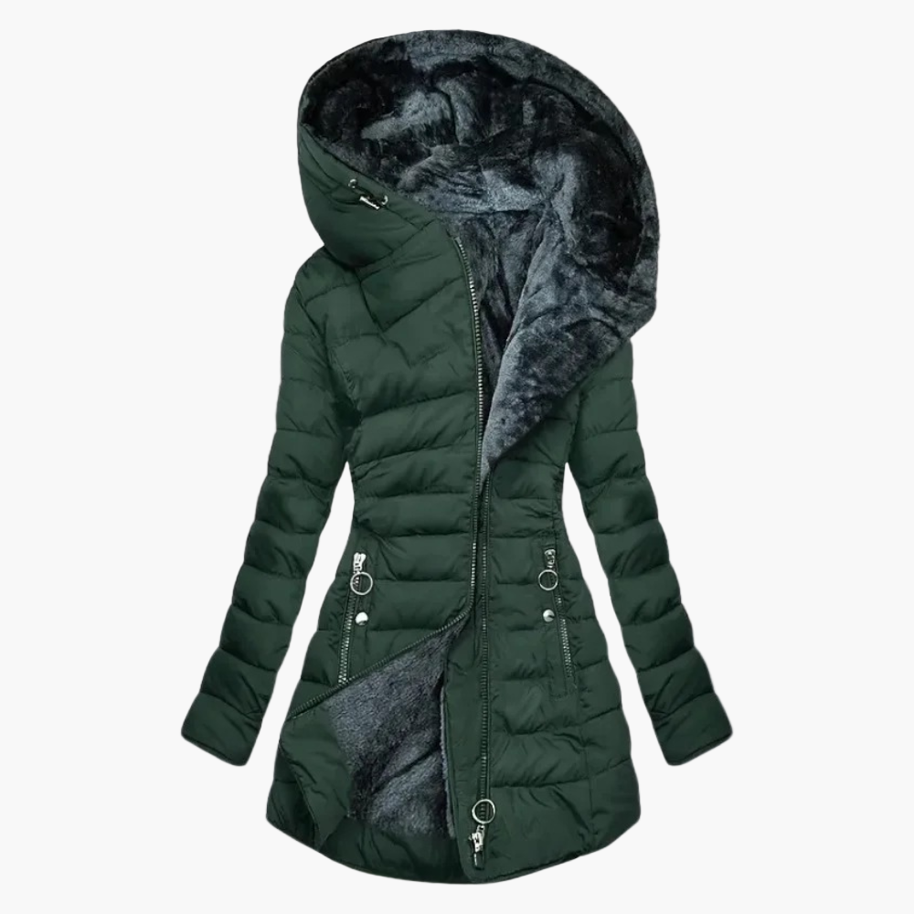 Ladies Elegant Winter Coat with Plush Lining and Fashionable Long Fit – Perfect for Cold Days