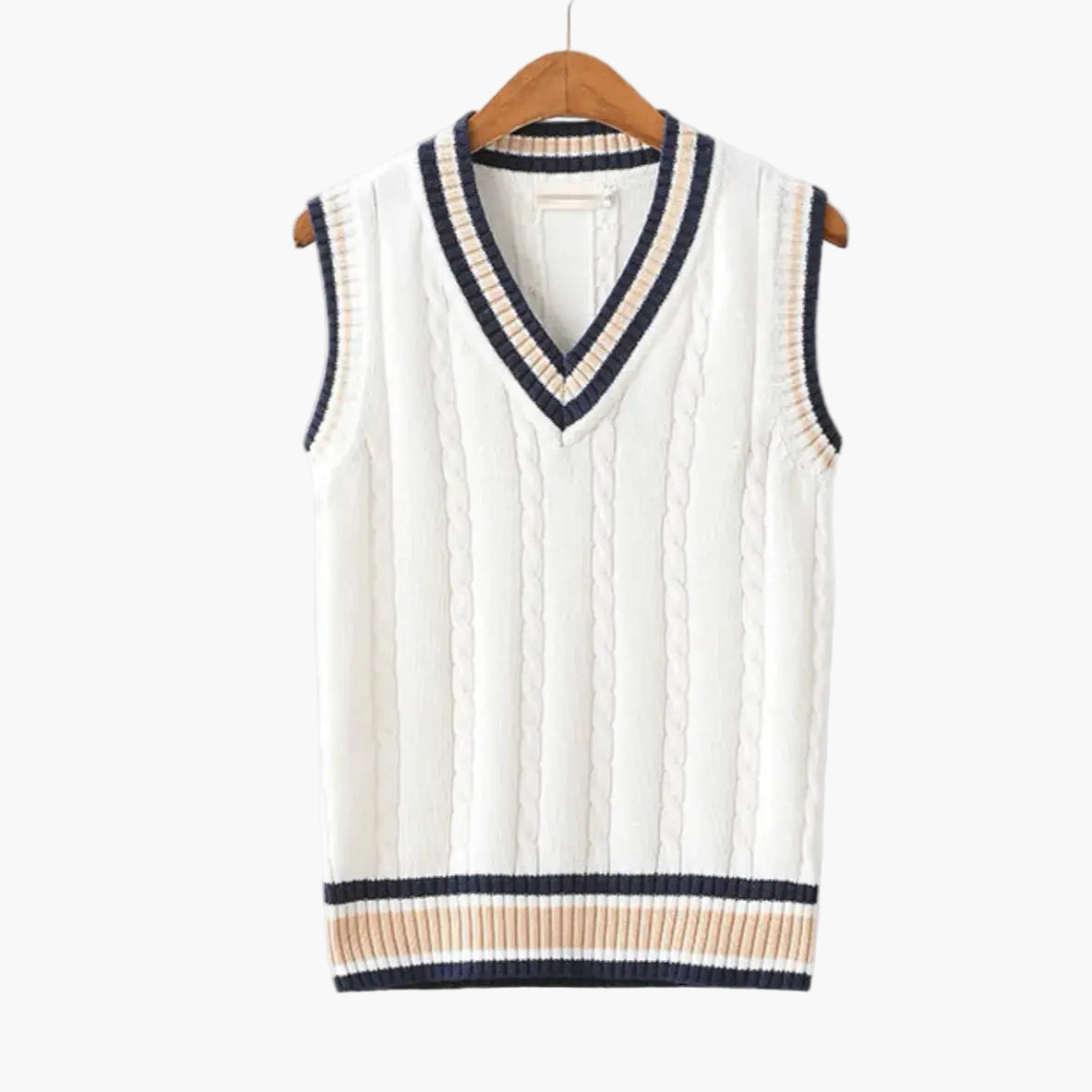 Men's Knitted Sleeveless Sweater Old Money Style – Preppy V-neck Sweater Vest